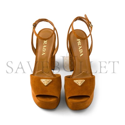 PRADA SUEDE PLATFORM SANDALS 1XP48B